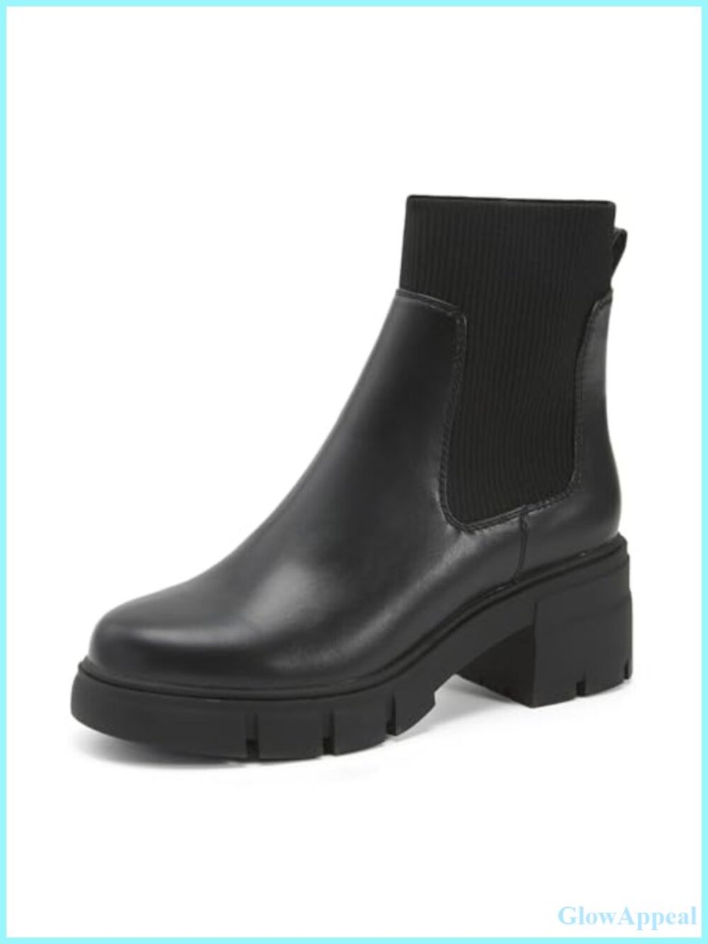 Women's Faux Leather Chelsea Ankle Boots Chunky Block Heel Lug Sole Booties